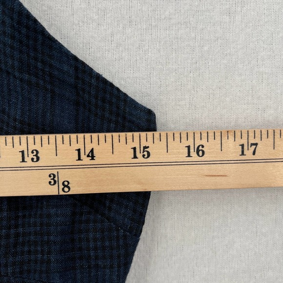 CREATURES OF COMFORT Dress Womens 0 Blue Plaid Linen Button Front Tie Shoulder - Picture 15 of 16